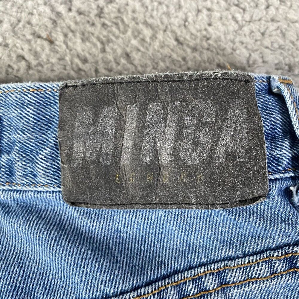 Minga London Patchwork Jeans Womens 24 (25x30) Blue Straight Y2K Made Portugal - Picture 7 of 10